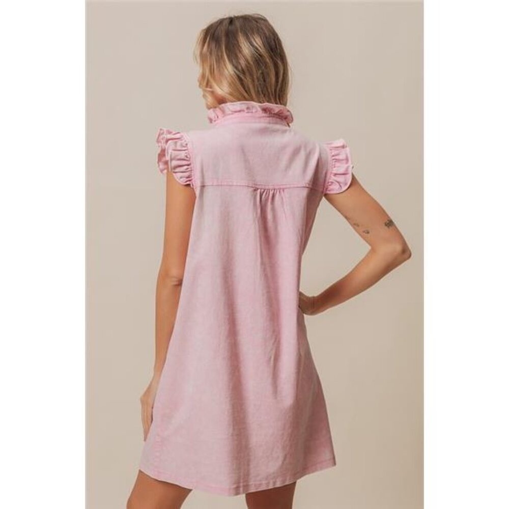 nwt BiBi Washed Button Down Ruffled Cap Sleeve De… - image 8